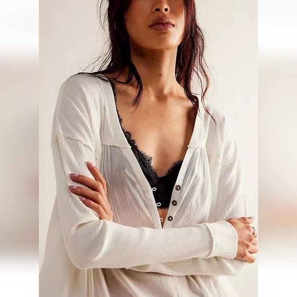 NEW Free People We The Free Lyrical Tunic Shirt Ivory White Size Small - Picture 7 of 12